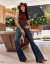 Calça Jeans Flare Feminina Cintura Baixa 25114 Escura