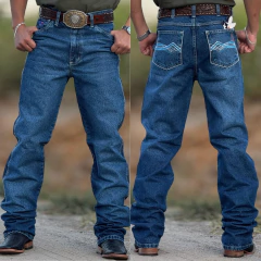 Calça Best Rodeio Masculina Bordada Azul - S704 - comprar online