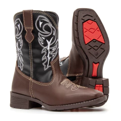 BOTA TEXANA TEX TEAM INFANTIL DELEGADA - CAFÉ/PRETO
