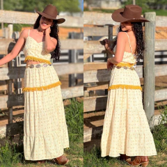 Conjunto Estela Saia e Cropped Amarelo - 665 - comprar online