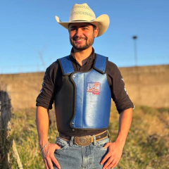 Colete Tex Team Montaria Em Touros Couro Legitimo - Azul / Preto - comprar online