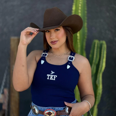 Regata Thankfield Feminina Fivela Azul Marinho - 01522 - comprar online