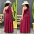 Vestido Areta Longo Plissado com Fenda Marsala - 8030 na internet