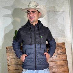 Jaqueta Tuff Masc Preto C/ Cinza Logo Verde Neon - comprar online