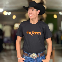 CAMISETA TEXAS FARM MASC PRETA/LARANJA - CM258