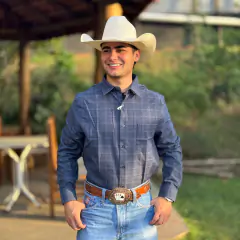 CAMISA SIBRA MASC XADREZ ML DE FLANELA MARINHO-4147R