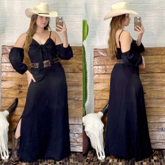 VESTIDO LONGO THANKFIELD PRETO - 020229009