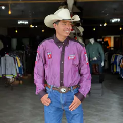 Camisa Os Vaqueiros Masculina Brahma Vinho Recorte Bordo - 14714