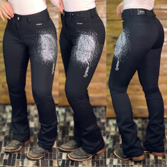 CALÇA STABULLOS FEM BOOTCUT LATERAL HORSE C/ BRILHO - STB335