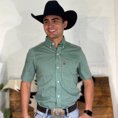 Camisa Os Vaqueiros Masc MC Xadrez - Verde Claro/Branco - comprar online