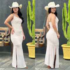 Vestido Forever Atena Tule Drapeado Off White - Z881 - comprar online