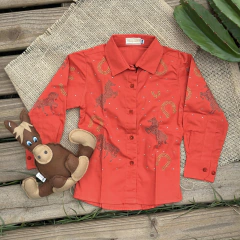 CAMISA OS VAQUEIROS FEM INFANTIL PD HORSE LARANJA - V24-25080