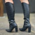 BOTA CROCO BICO FINO CANO LONGO PRETO 214.008 VICIO MIO