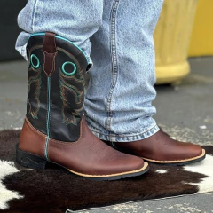 Bota Texana Tex Team Masculina Pinhão Bordado Verde - comprar online