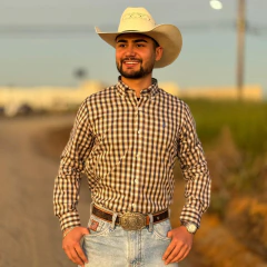 Camisa Austin Masculina Xadrez Azul e Laranja Logo Azul Claro ML