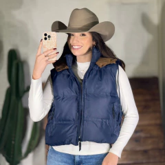 Colete Disparate Feminino Azul Marinho com Detalhes Caramelo - comprar online