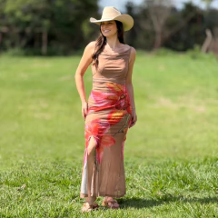 Vestido Forever Flora Caramelo - Z893 - comprar online