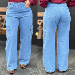 Calça Biotipo Wide Leg Cargo Delave com Brilho - 30988 - comprar online