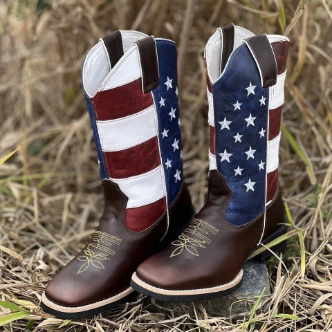 Bota Texana Made In Lida Masculina USA Prata Fóssil Tabaco - B-36