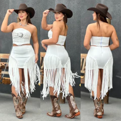 Conjunto Missouri em Suede com Franjas - Off White - comprar online