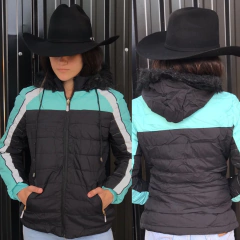 JAQUETA PUFFER FEM C/ CAPUZ - VERDE AGUA