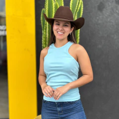 Regata Moiadeiros Dallas Feminina Canelada Bordada Azul Claro - REG133 - comprar online