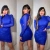 VESTIDO CURTO M/L EM PAETE AZUL - comprar online
