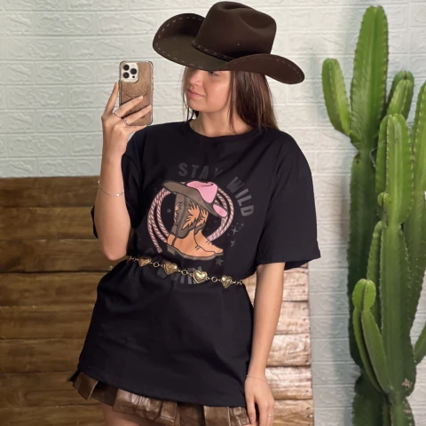 Camisetão Western Stay Wild- Preta