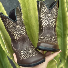 Bota Texana Tex Team Infantil Coração Vazado Marrom Café - comprar online