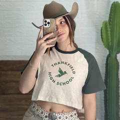 CROPPED THANKFIELD OFF WHITE/VERDE MILITAR - 01116