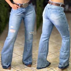 CALÇA EVIDENCE WIDE LEG RECORTE NA BARRA - 2689