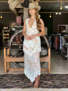 VESTIDO BUPHALLOS FRANJAS BRANCO ESTMP CAVALO