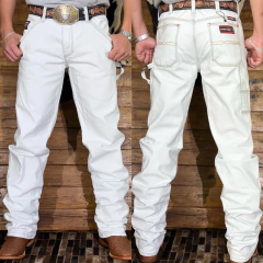 Calça Cowboy 120X Masculina Carpinteira com Elastano Branca - 1935 - comprar online