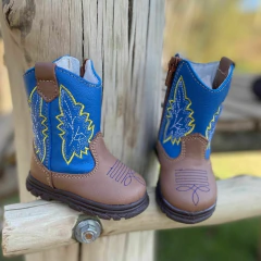 Bota Texana Big Bull Baby Capuccino Azul - 3B