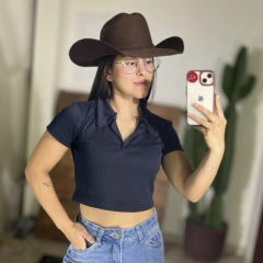 Cropped Maísa Canelado Gola Polo MC Azul Marinho - comprar online