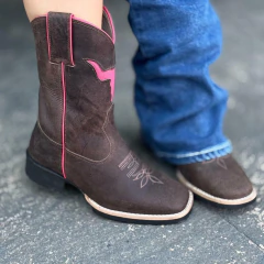 Bota Texana Made In Lida Feminina Cara Boi Rosa Marrom Café