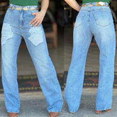 CALÇA CONSCIÊNCIA JEANS WIDE LEG COM RASGOS SKY - 22644