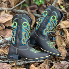 Bota Texana Tex Team Tradicional Neon - Café