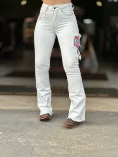 CALÇA TEX TEAM FEM C/ BRILHO BRANCA - COCAR