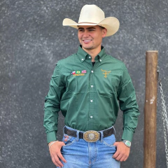 CAMISA TEXAS FARM COMPETIÇÃO MASC ML VERDE MUSGO/CARAMELO - CP007 - comprar online