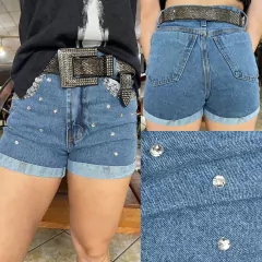 SHORTS JEANS COM DETALHE DE PEDRARIA ALIANZA