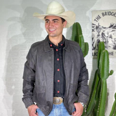 Jaqueta Kalline Masculina Em Couro Legítimo Acinzentado - comprar online