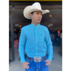 CAMISA LIFE WESTERN MASC ML XADREZ VERDE ÁGUA