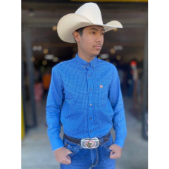 CAMISA LIFE WESTERN MASC ML XADREZ AZUL