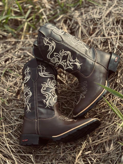 BOTA TEXANA FLOR RAMOS DOURADO - comprar online