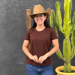 Blusinha Tex Team Rancher Bordada - Café - comprar online