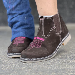 BOTINA TEX TEAM FEM NOBUCK CAFÉ PINK