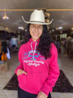 MOLETOM TEX TEAM FEM ESTAMPA AZUL/BRANCO - PINK