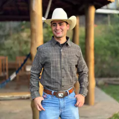 CAMISA SIBRA MASC XADREZ ML DE FLANELA MUSGO- 4334R