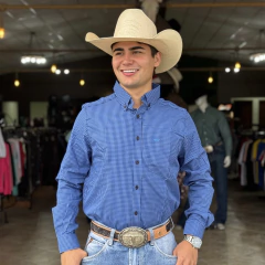 Camisa Rodeo Farm Masculina Xadrez Ml Azul - 001